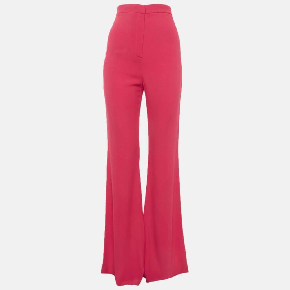 Balmain Pink Crepe Flared Zip Up Trousers M